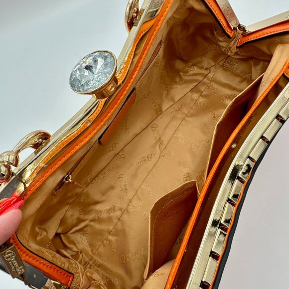 NWT Orange Metallic Brangio Italy Starry Embrace Diamond Handbag/Crossbo… - Picture 11 of 13